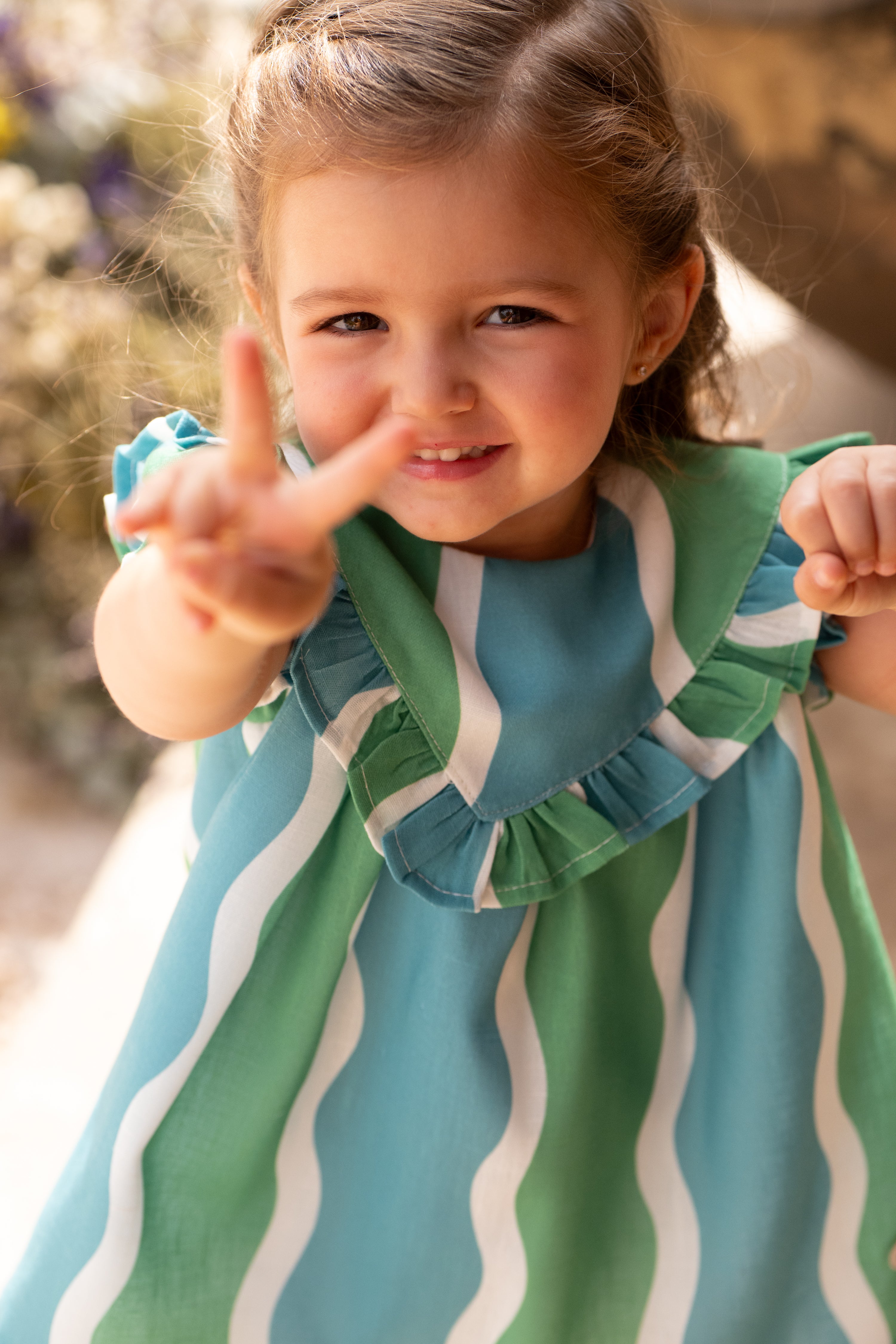 Conjunto bebé vestido y braguita ondas verde azul | Cocote by Charanga