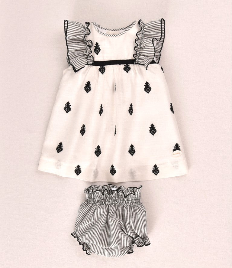 Conjunto bebé vestido y braguita bordado negro | Cocote by Charanga