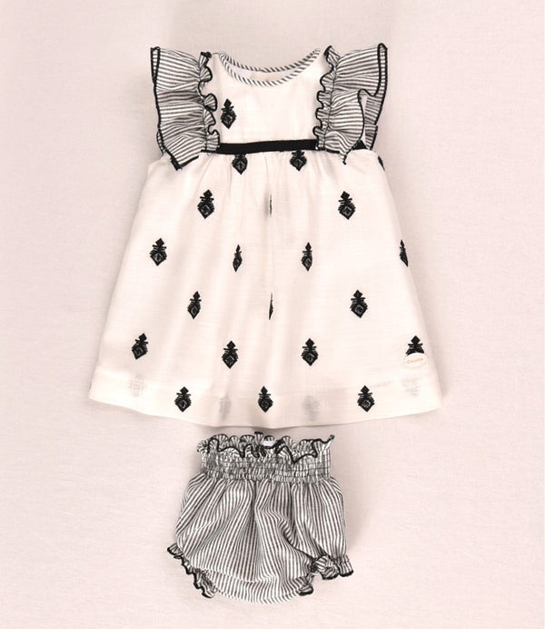 Conjunto bebé vestido y braguita bordado negro | Cocote by Charanga