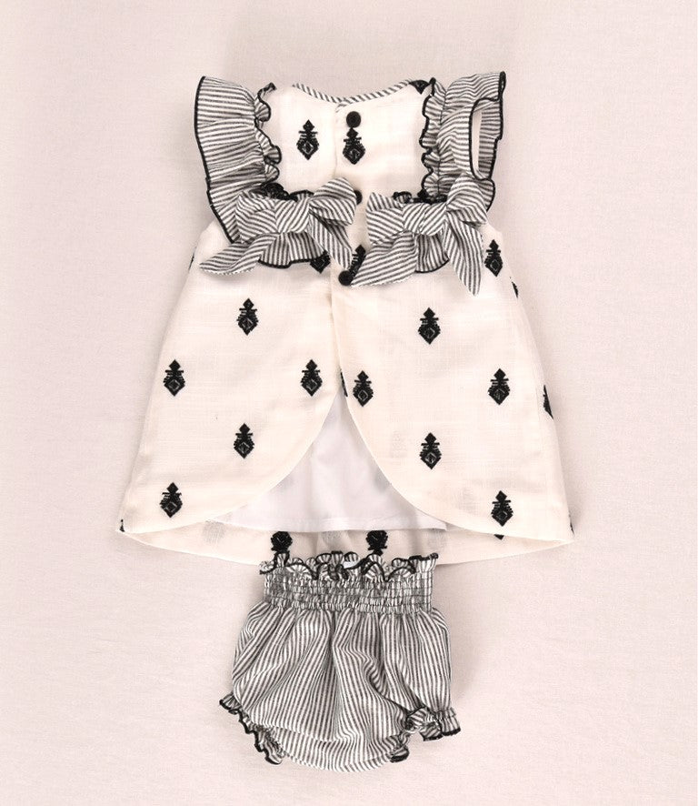 Conjunto bebé vestido y braguita bordado negro | Cocote by Charanga