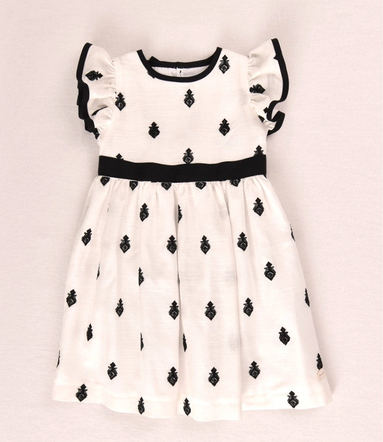 Vestido niña bordado negro con lazo | Cocote by Charanga
