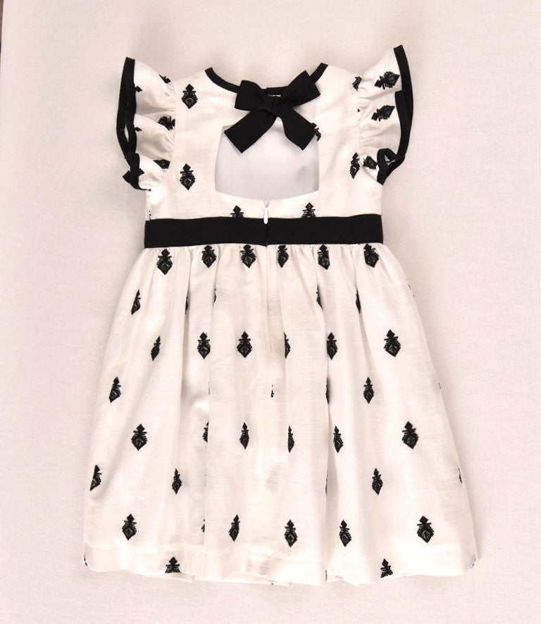 Vestido niña bordado negro con lazo | Cocote by Charanga