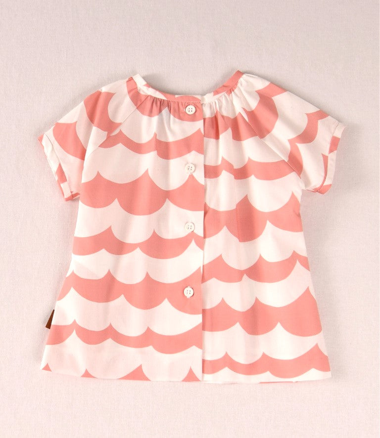 Vestido bebé niña ondas salmón | Cocote by Charanga