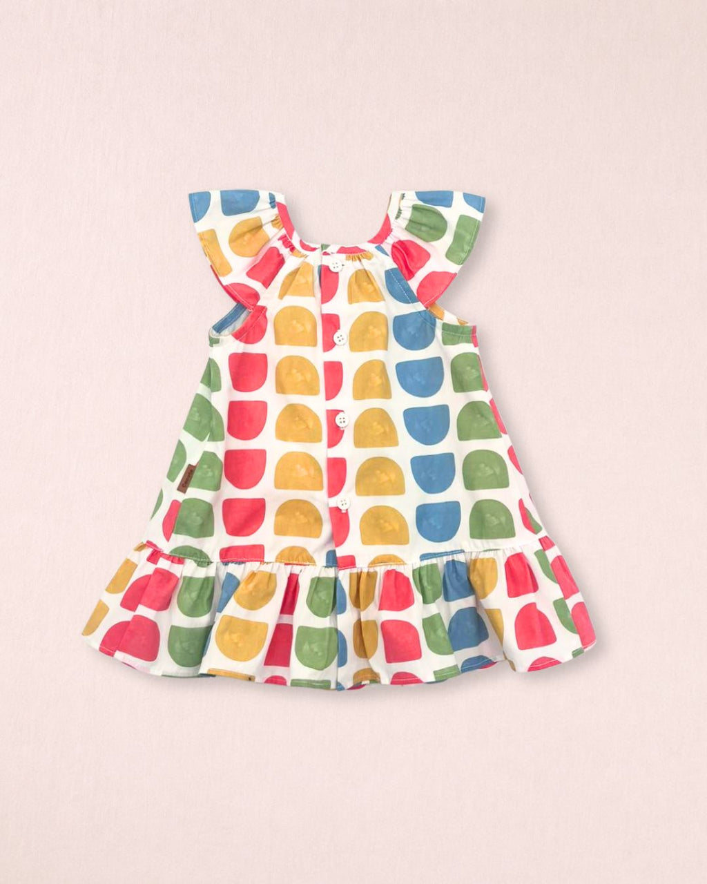Vestido bebé geométrico multicolor con volante | Cocote by Charanga