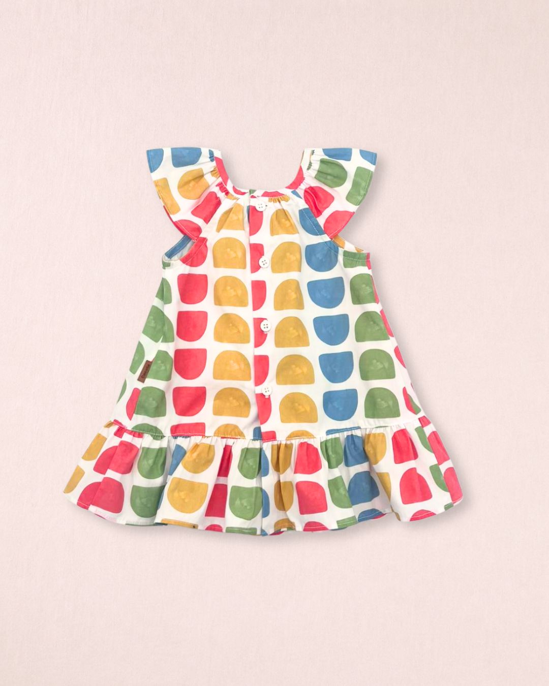 Vestido bebé geométrico multicolor con volante | Cocote by Charanga