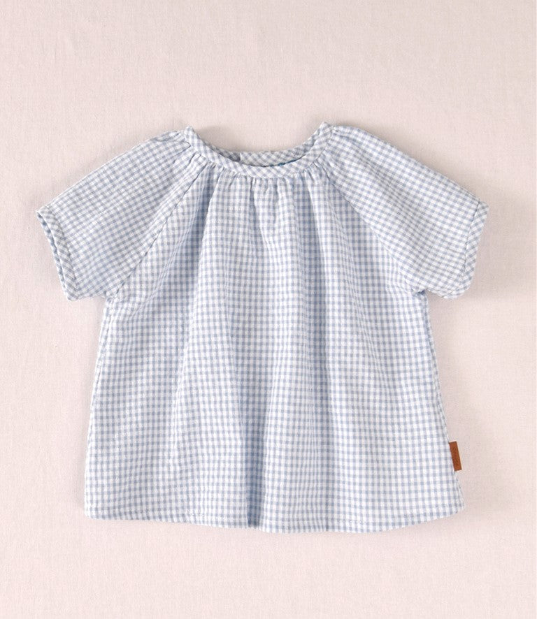 Camisa bebé niño vichy celeste manga corta | Cocote by Charanga