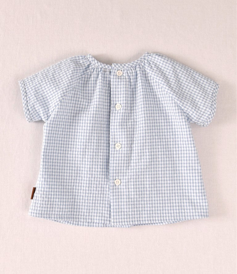Camisa bebé niño vichy celeste manga corta | Cocote by Charanga