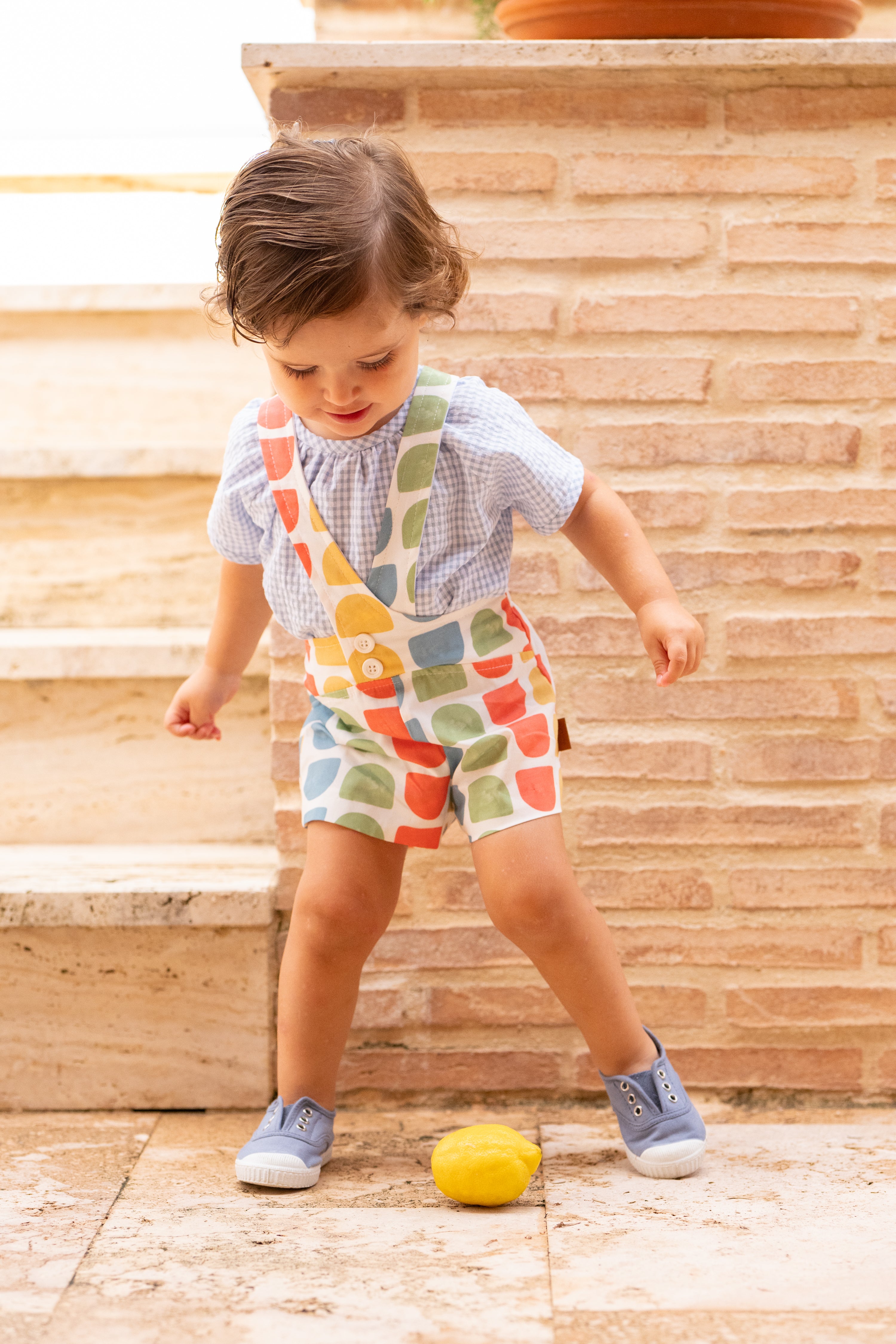 Camisa bebé niño vichy celeste manga corta | Cocote by Charanga