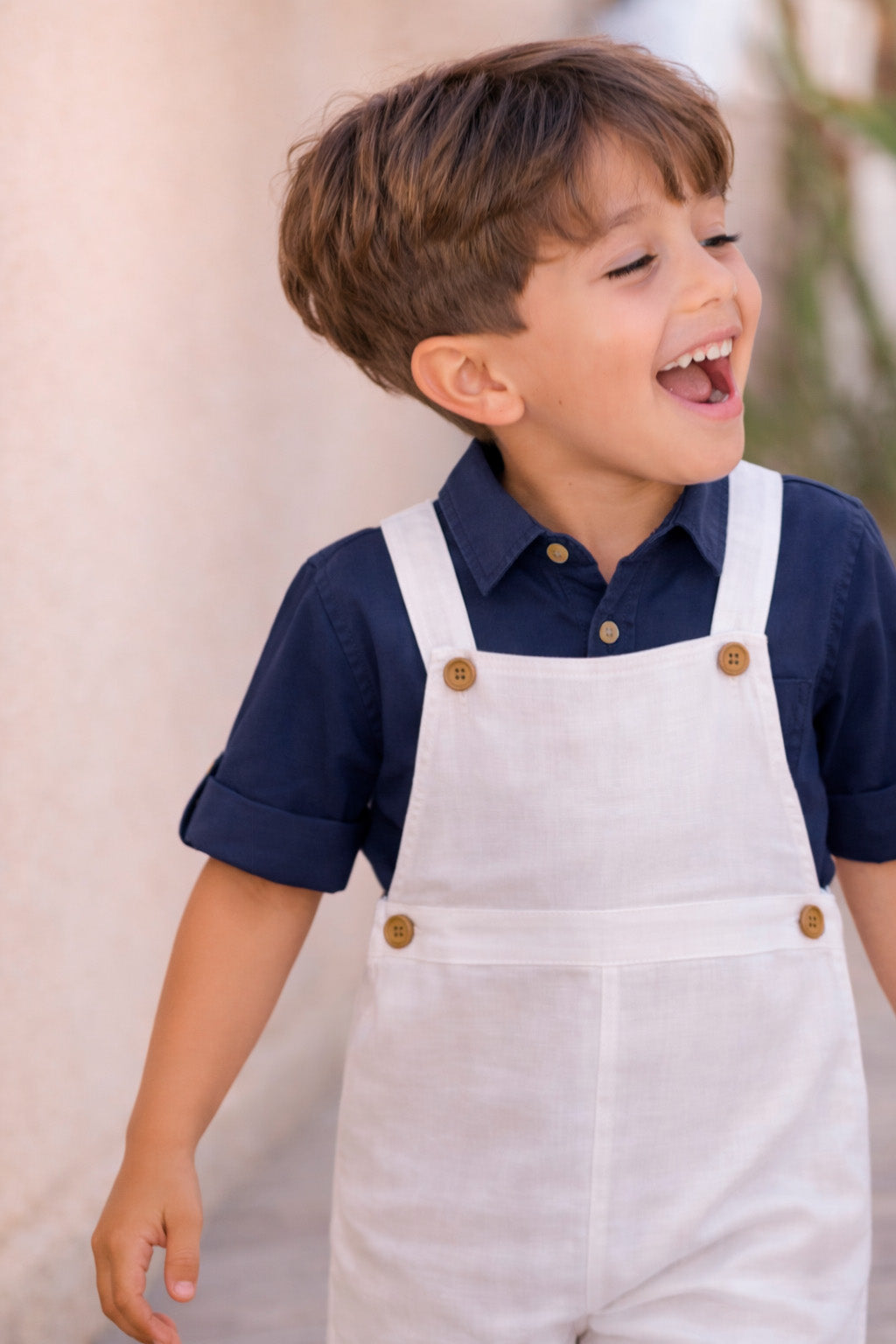 Peto corto de niño lino blanco | Cocote by Charanga