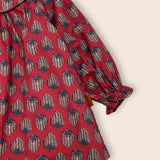 Vestido bebé burdeo estampado con lazo en mangas | Cocote x Charanga