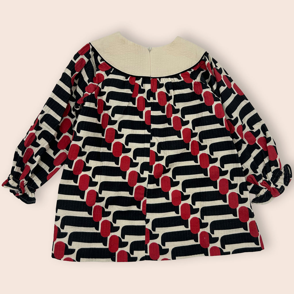 Vestido niña estampado retro con cuello contraste | Cocote x Charanga