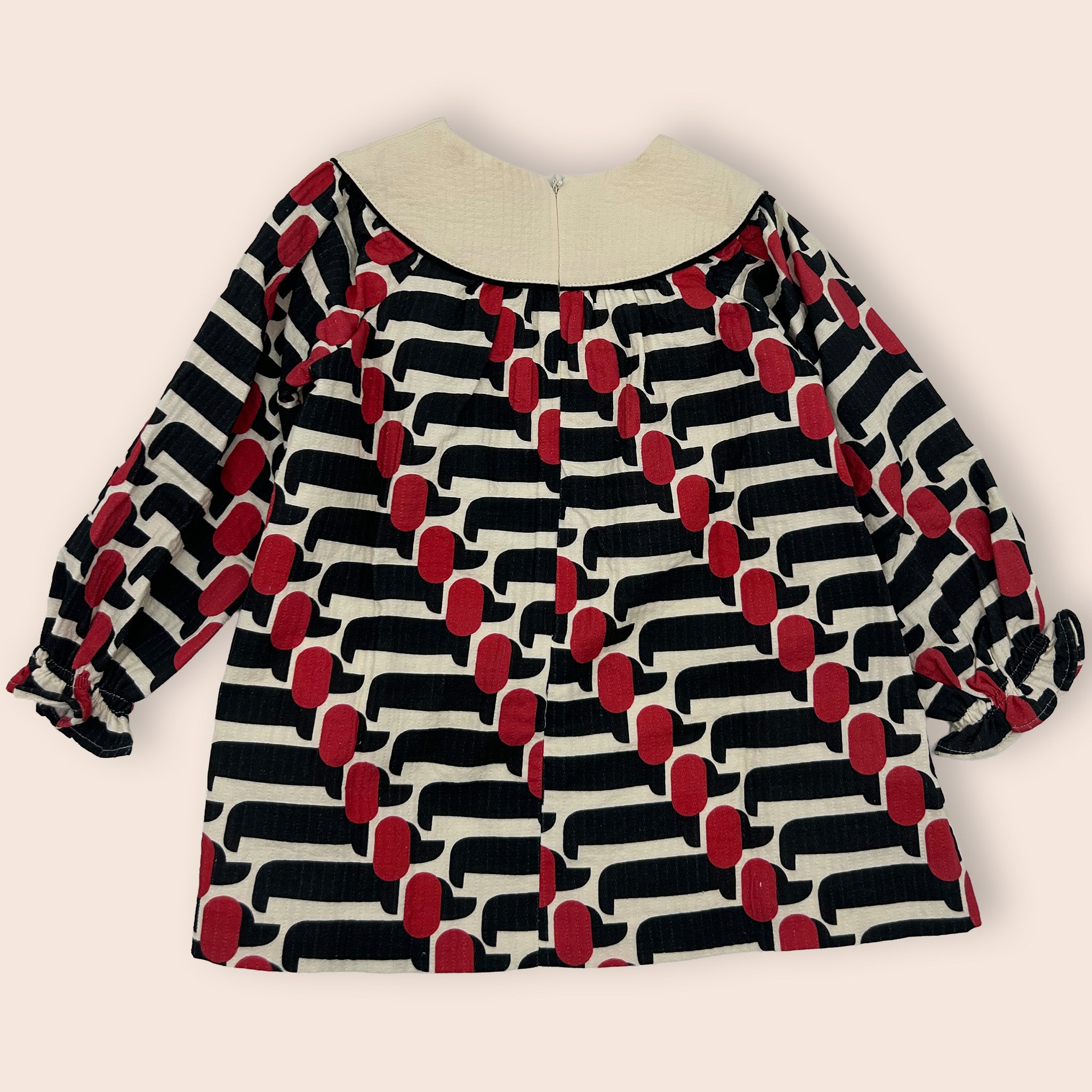 Vestido niña estampado retro con cuello contraste | Cocote x Charanga