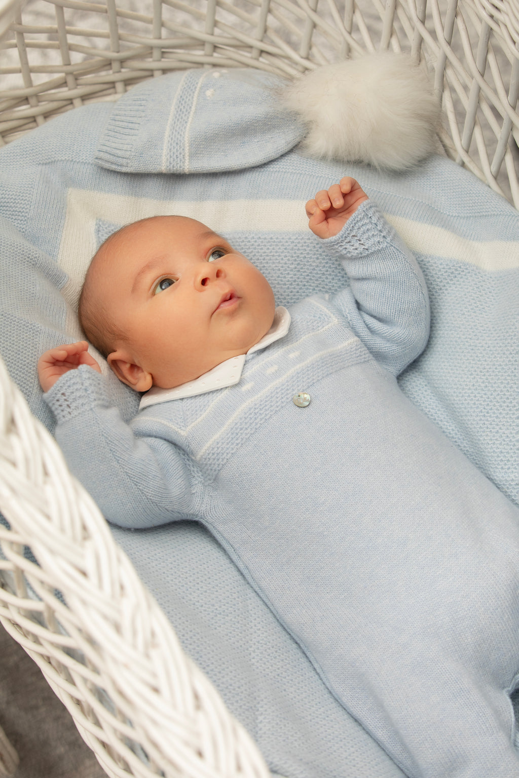 Pelele azul de punto tricot recién nacido | Dr. Kid by Charanga