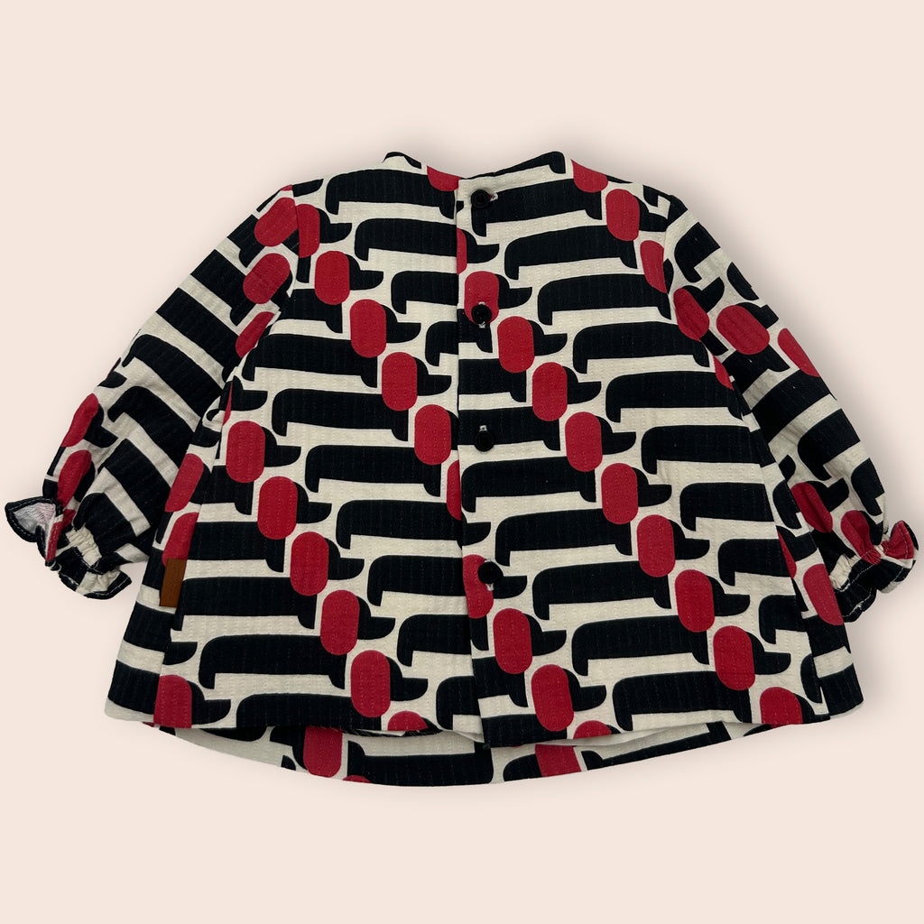 Vestido bebé retro con cuello beige en pico | Cocote x Charanga