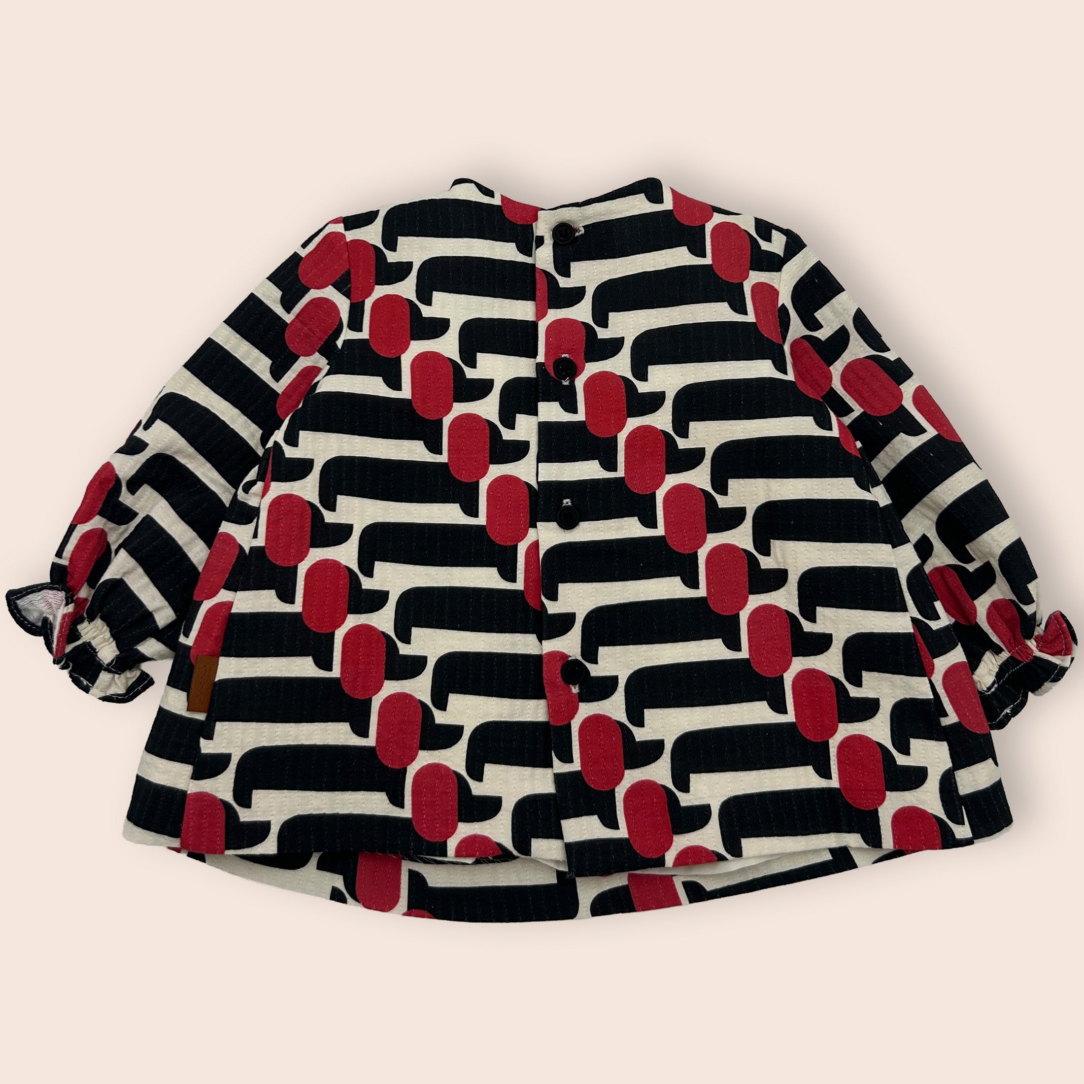 Vestido bebé retro con cuello beige en pico | Cocote x Charanga