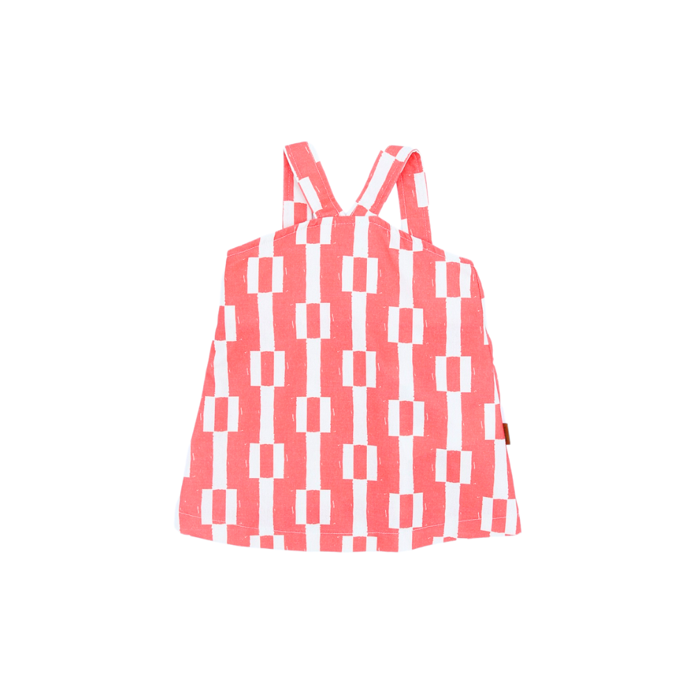 Vestido geométrico rojo niña