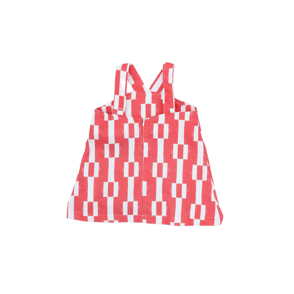 Vestido geométrico rojo niña