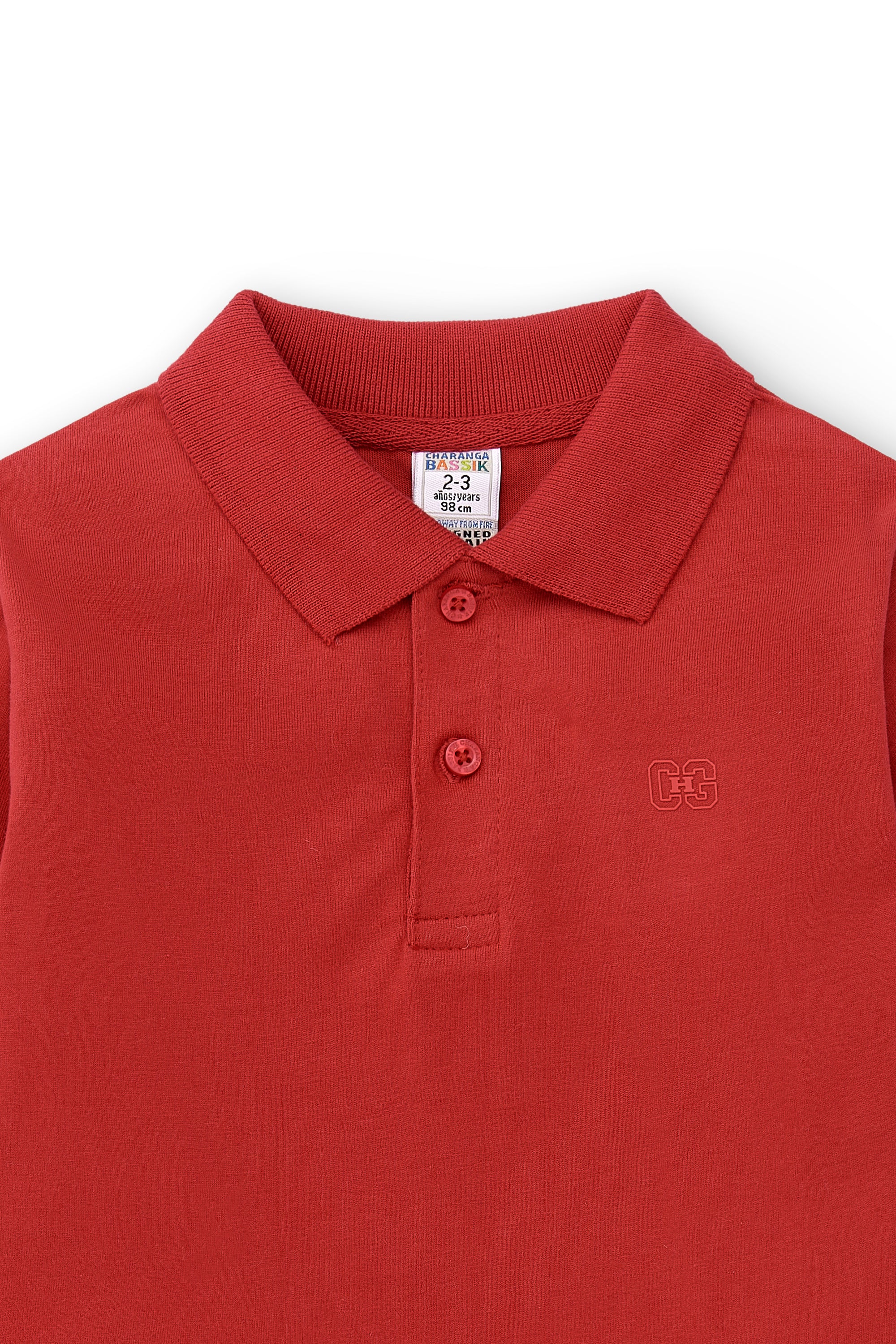 Polo manga larga de niño rojo básico botones