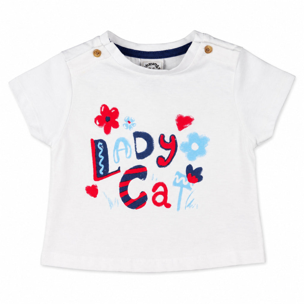 Camiseta bebé niña blanca Lady Cat