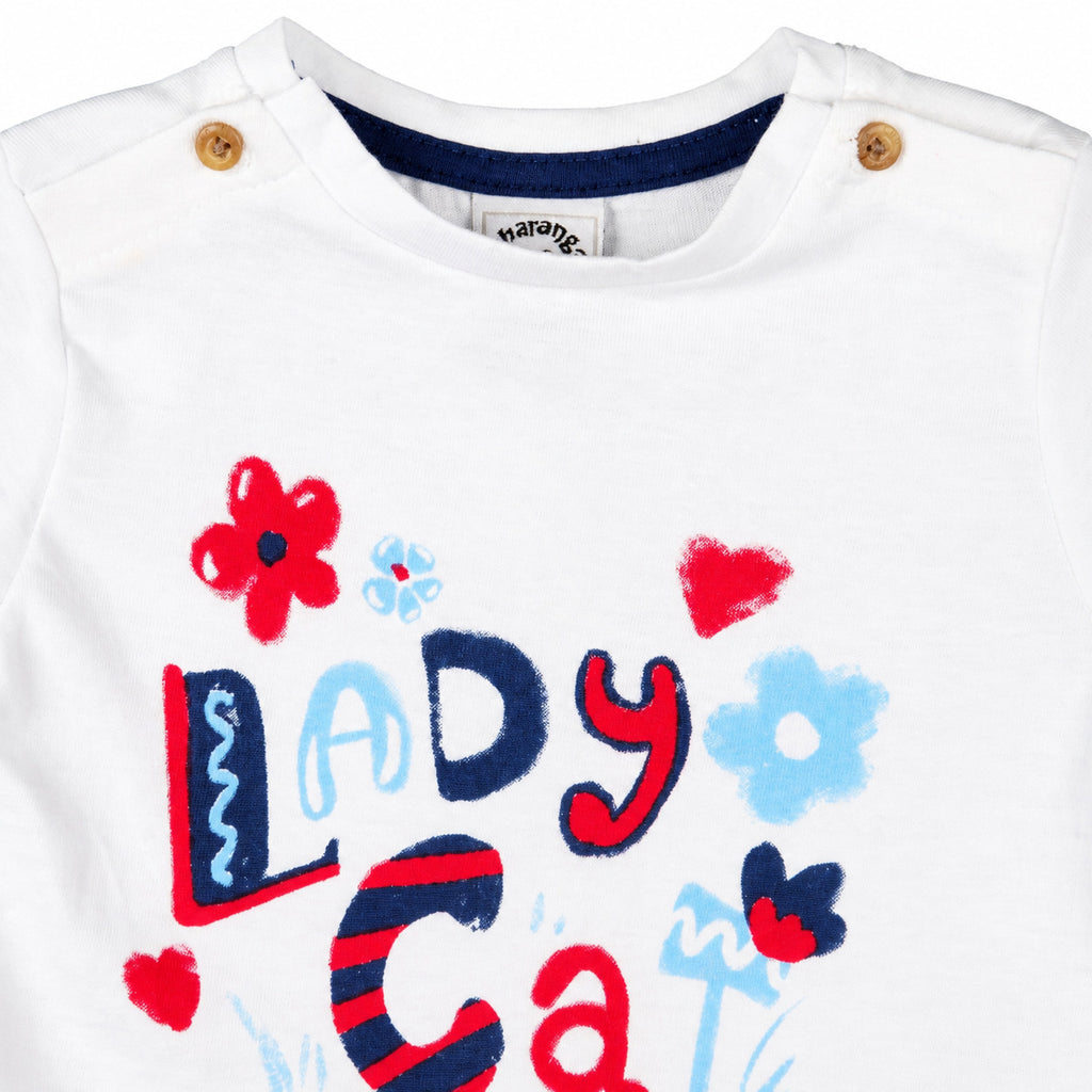 Camiseta bebé niña blanca Lady Cat