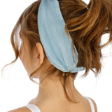 Diadema de niña con nudo azul denim