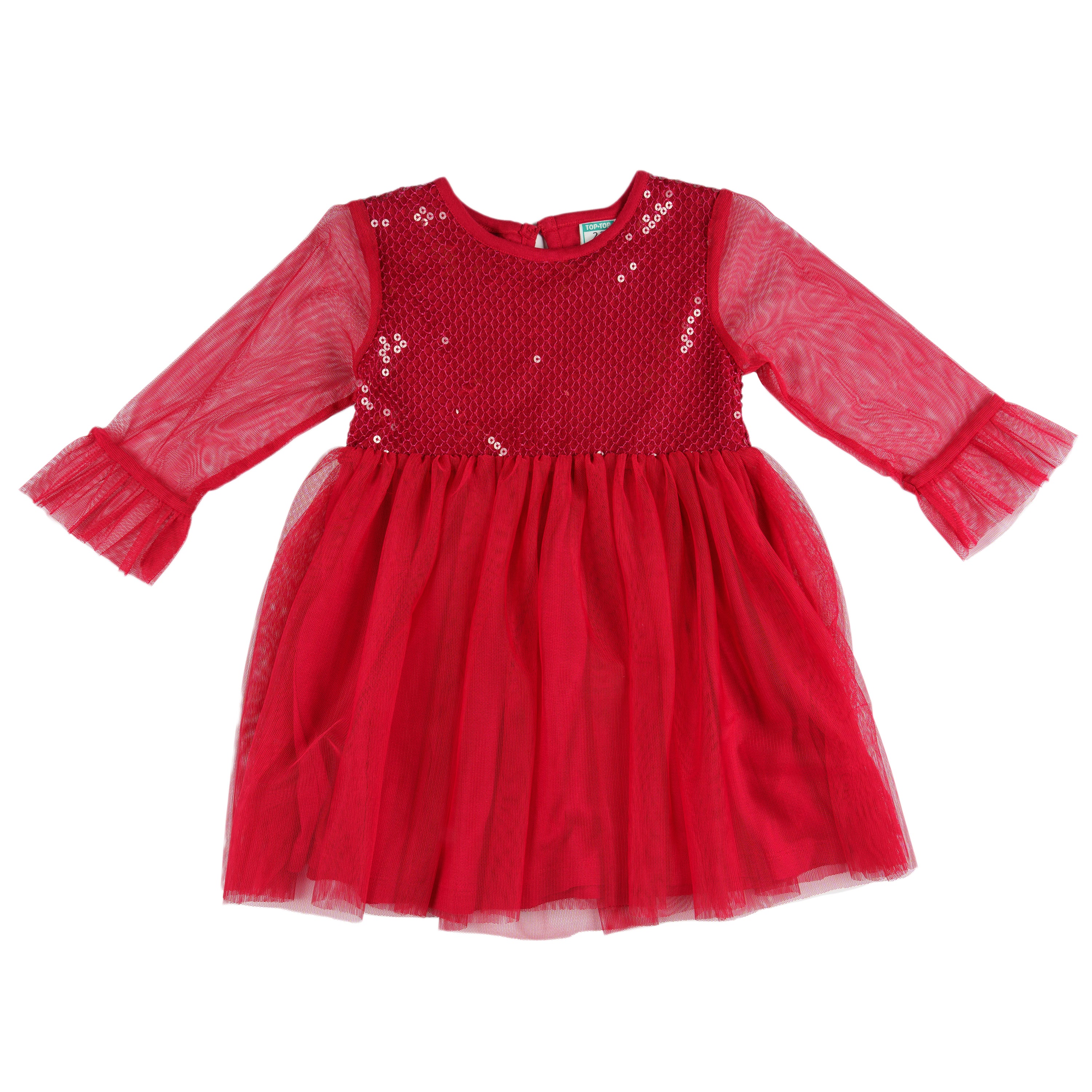 Vestido de tul rojo con lentejuelas niña