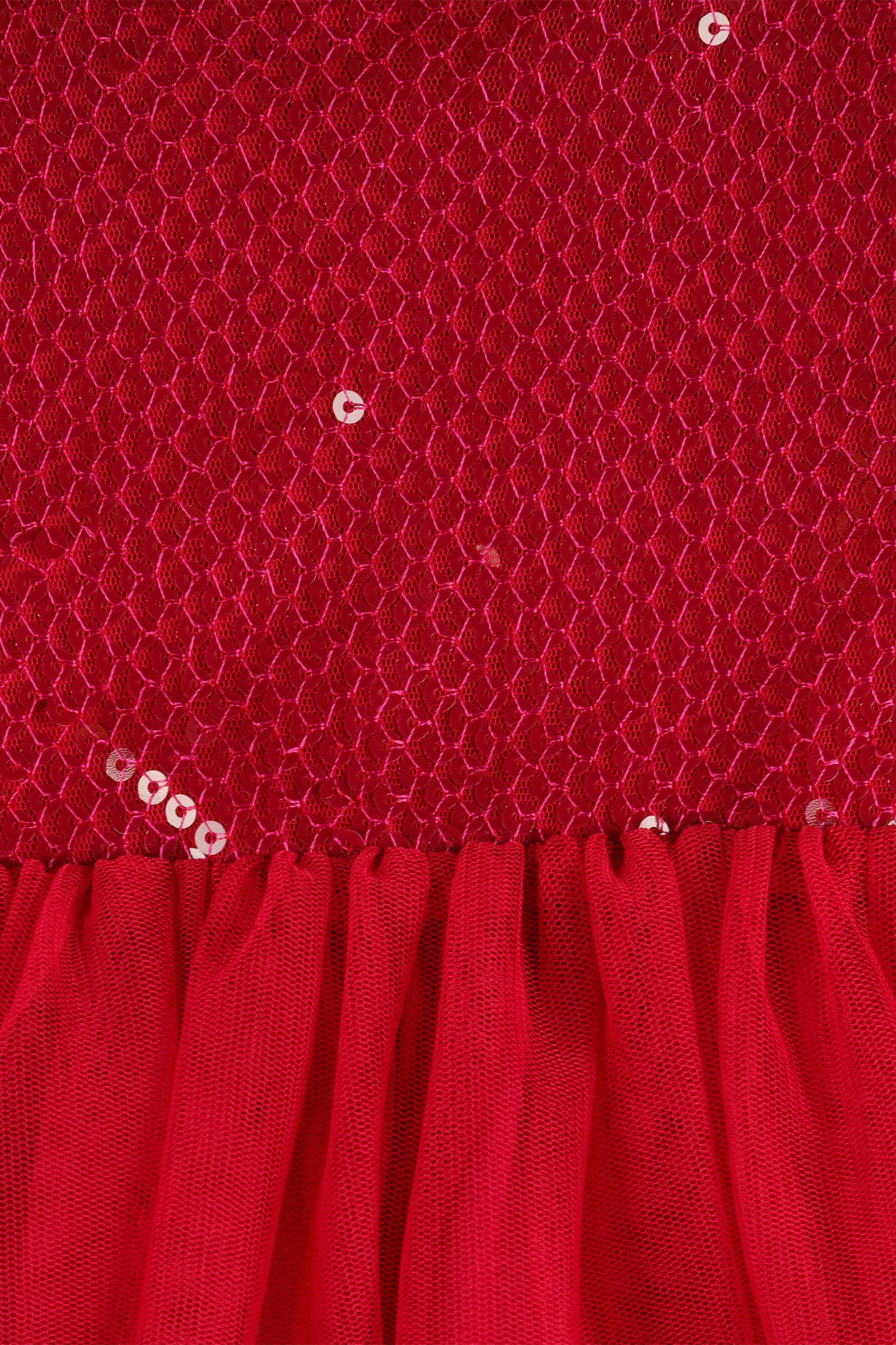 Vestido de tul rojo con lentejuelas niña
