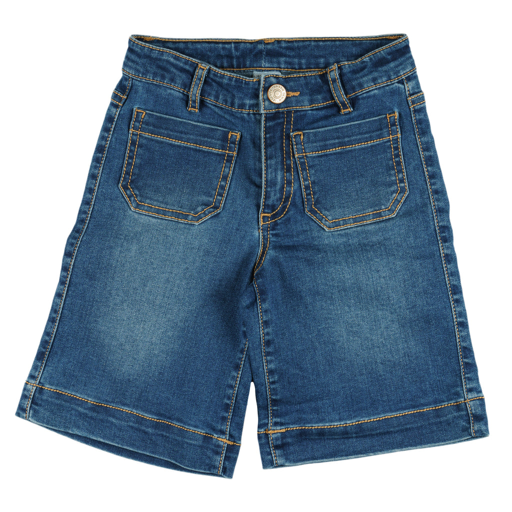 detalle delantero pantalón tejano niña azul