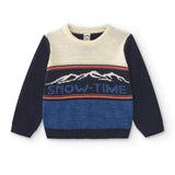 Jersey punto azul estampado niño SNOW-TIME