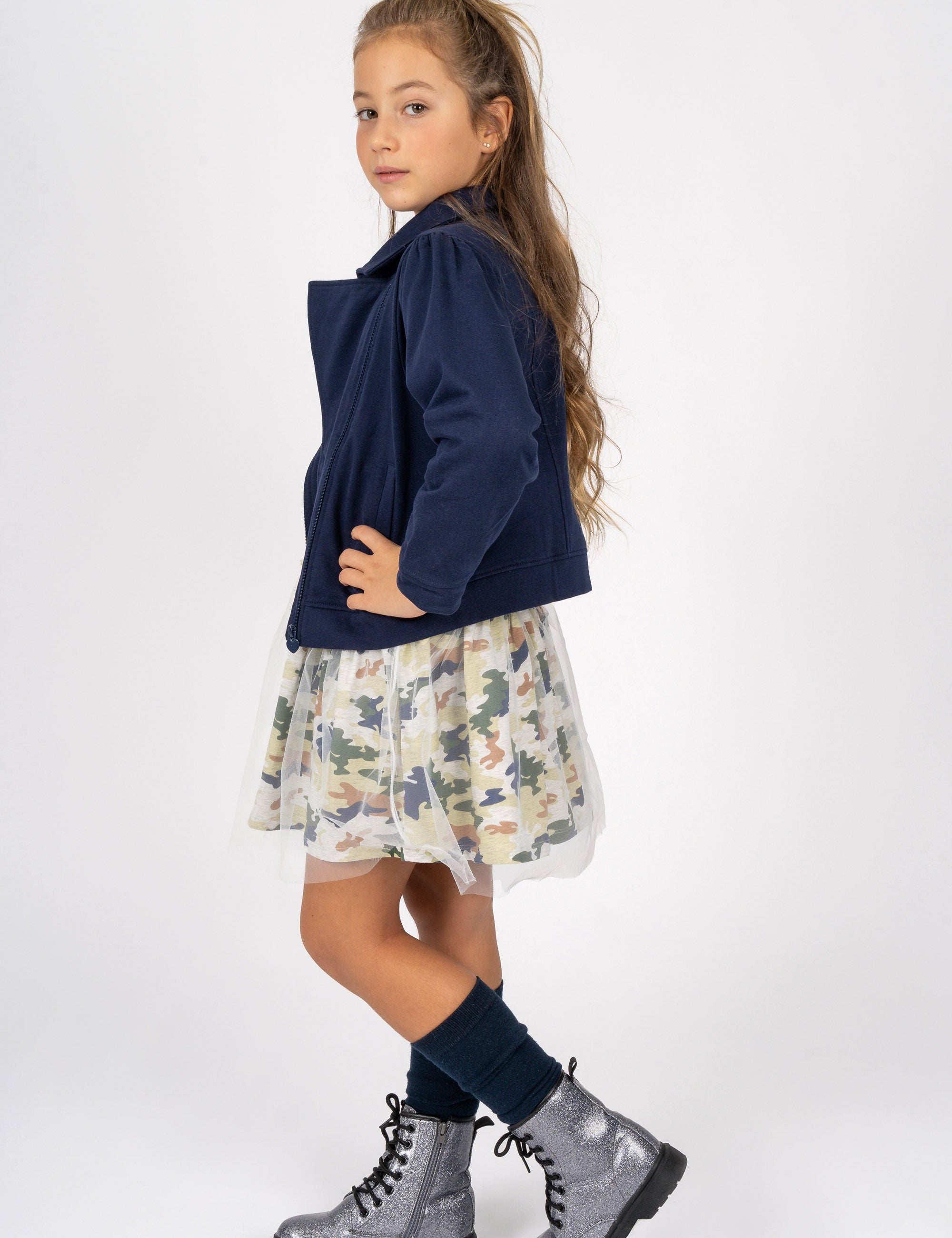 Chaqueta felpa niña azul marino