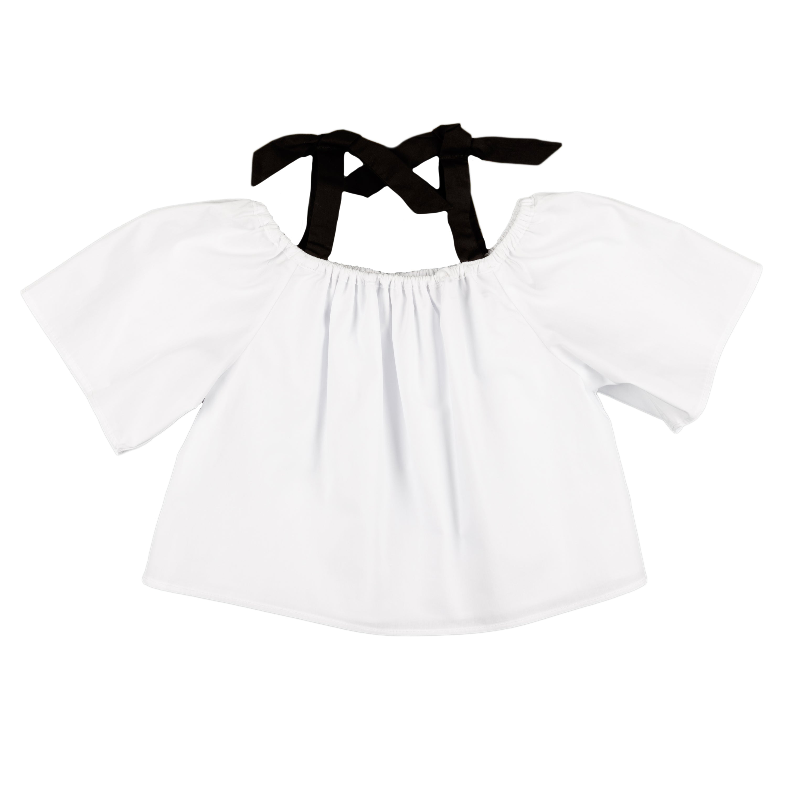 Blusa niña blanca con lazos negros