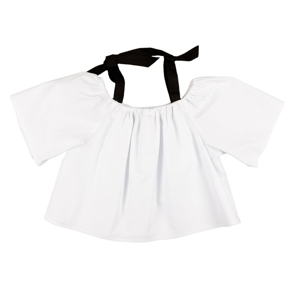 Blusa niña blanca con lazos negros