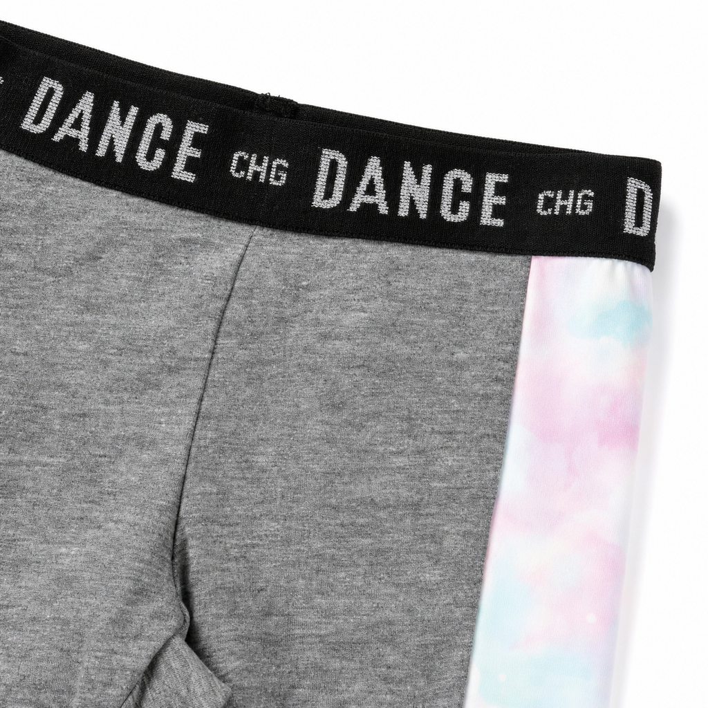 Legging largo niña gris con panel tie dy