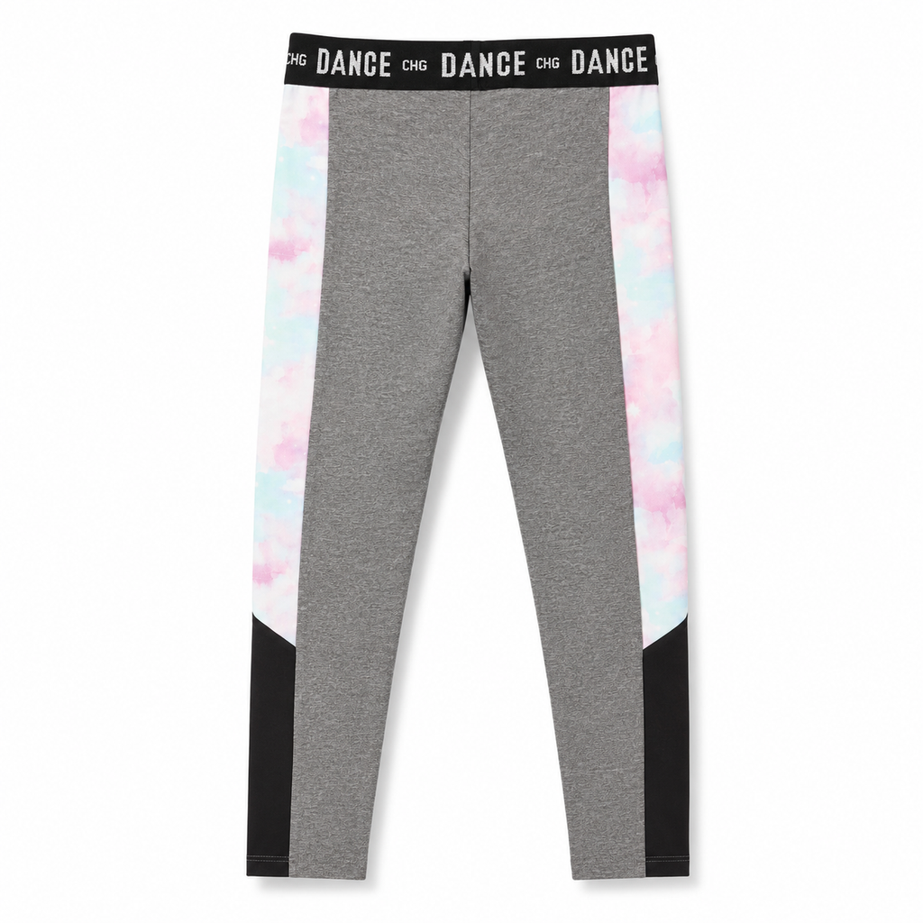 Legging largo niña gris con panel tie dy