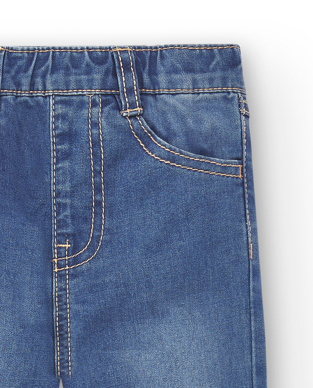 detalle cintura cómoda en vaquero niña azul