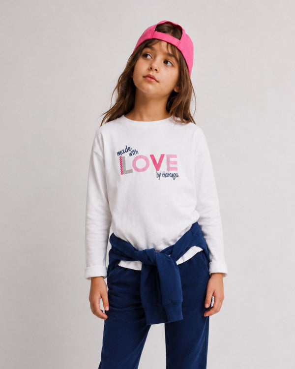 Camiseta manga larga niña blanca LOVE