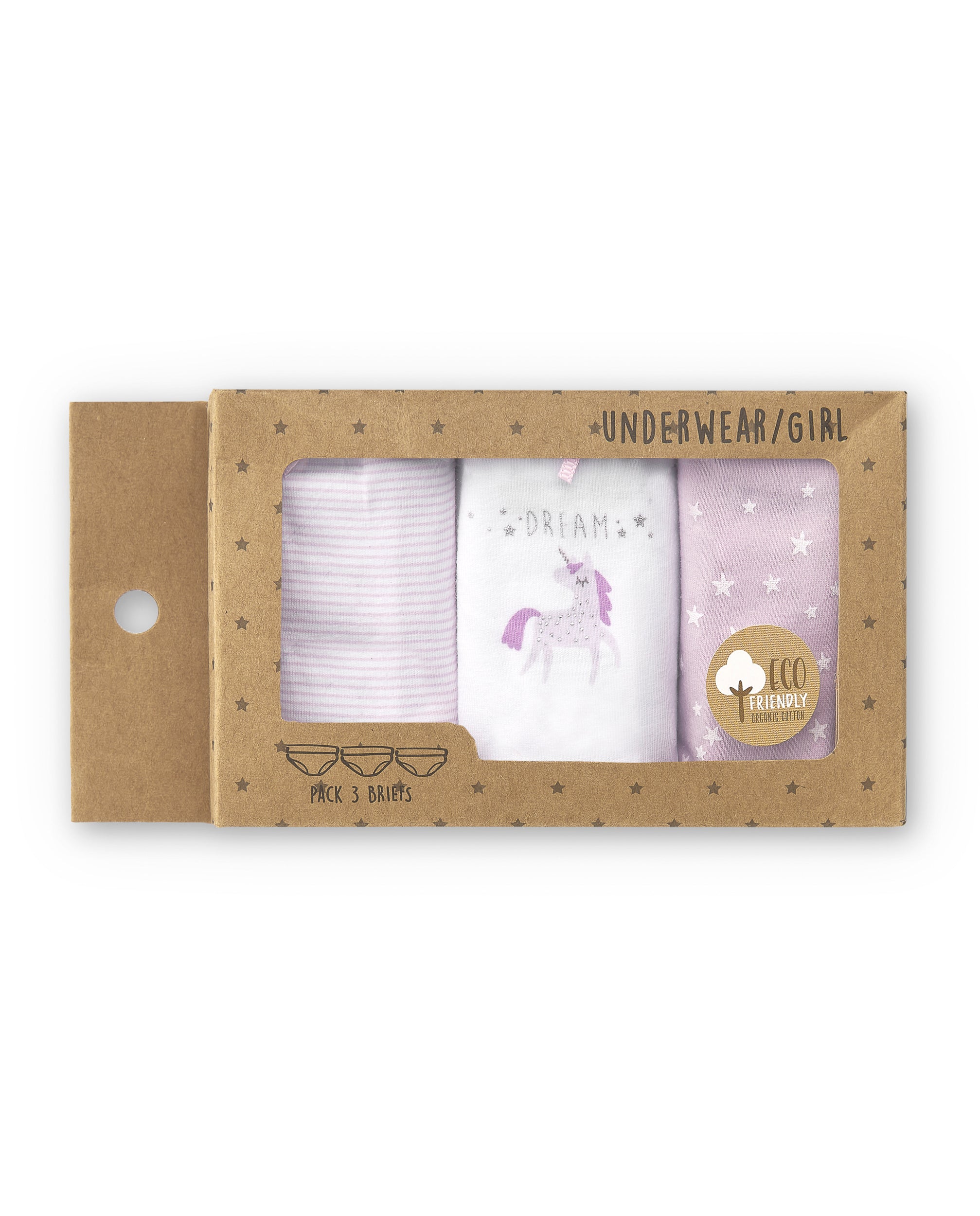 Pack tres braguitas niña unicornio