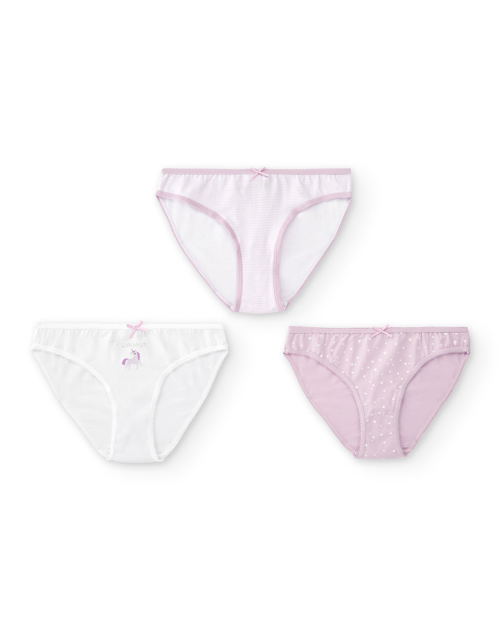 Pack tres braguitas niña unicornio