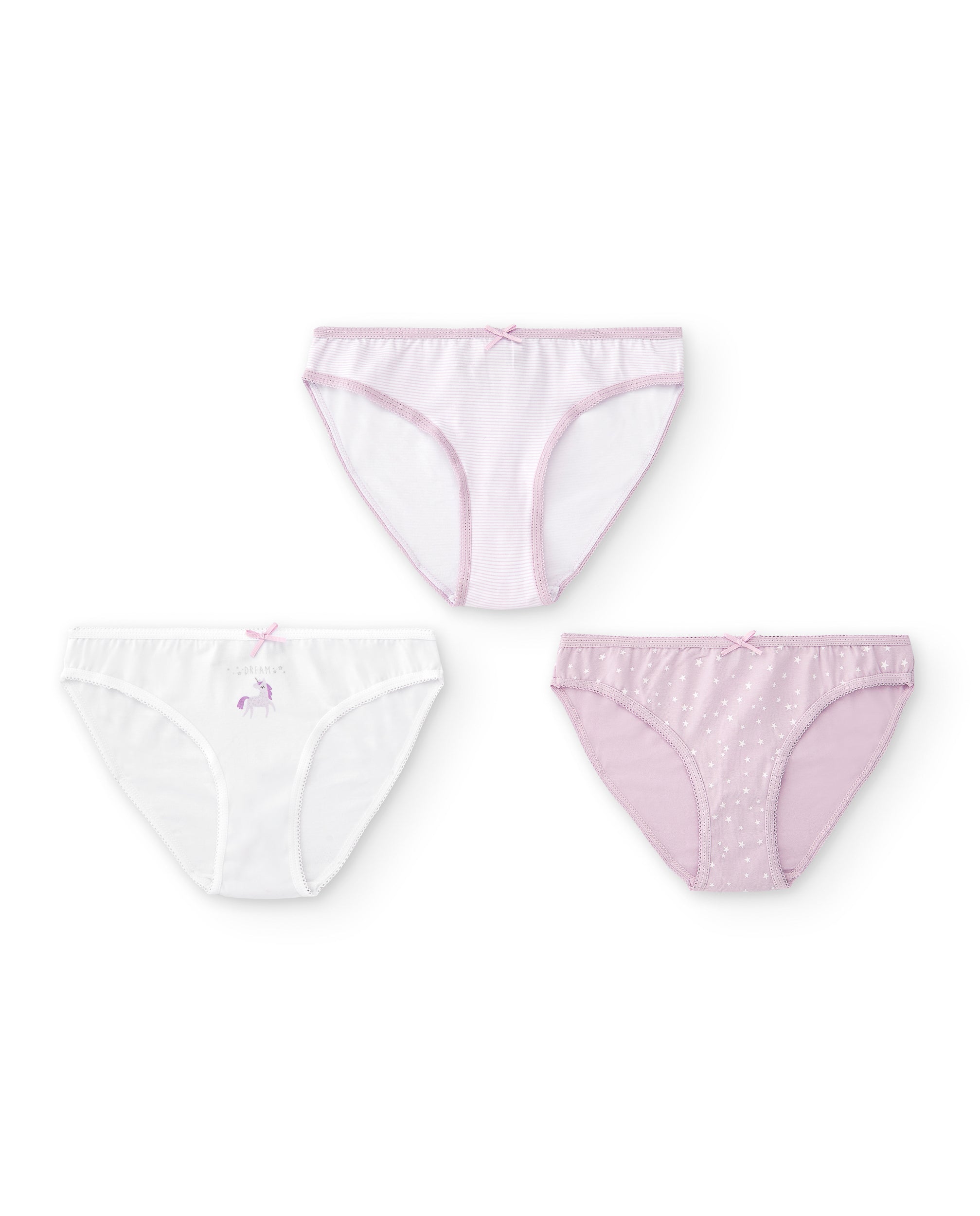 Pack tres braguitas niña unicornio