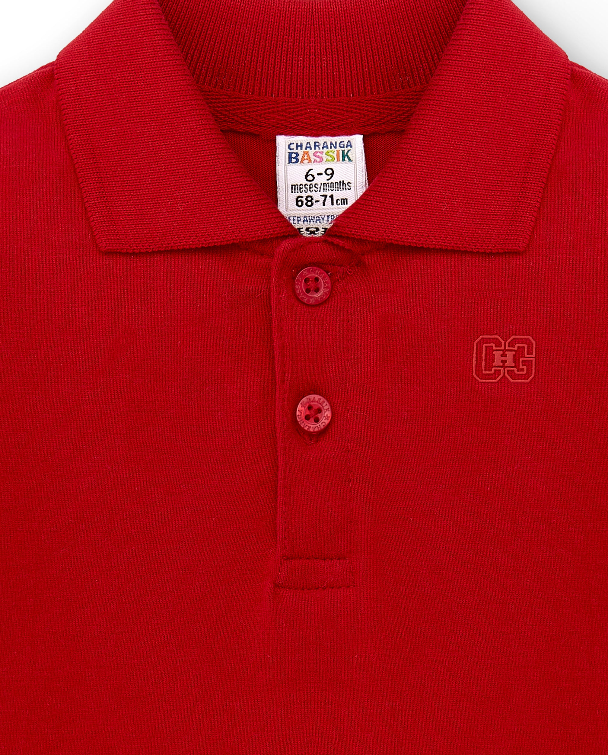 Polo de bebé rojo básico manga larga