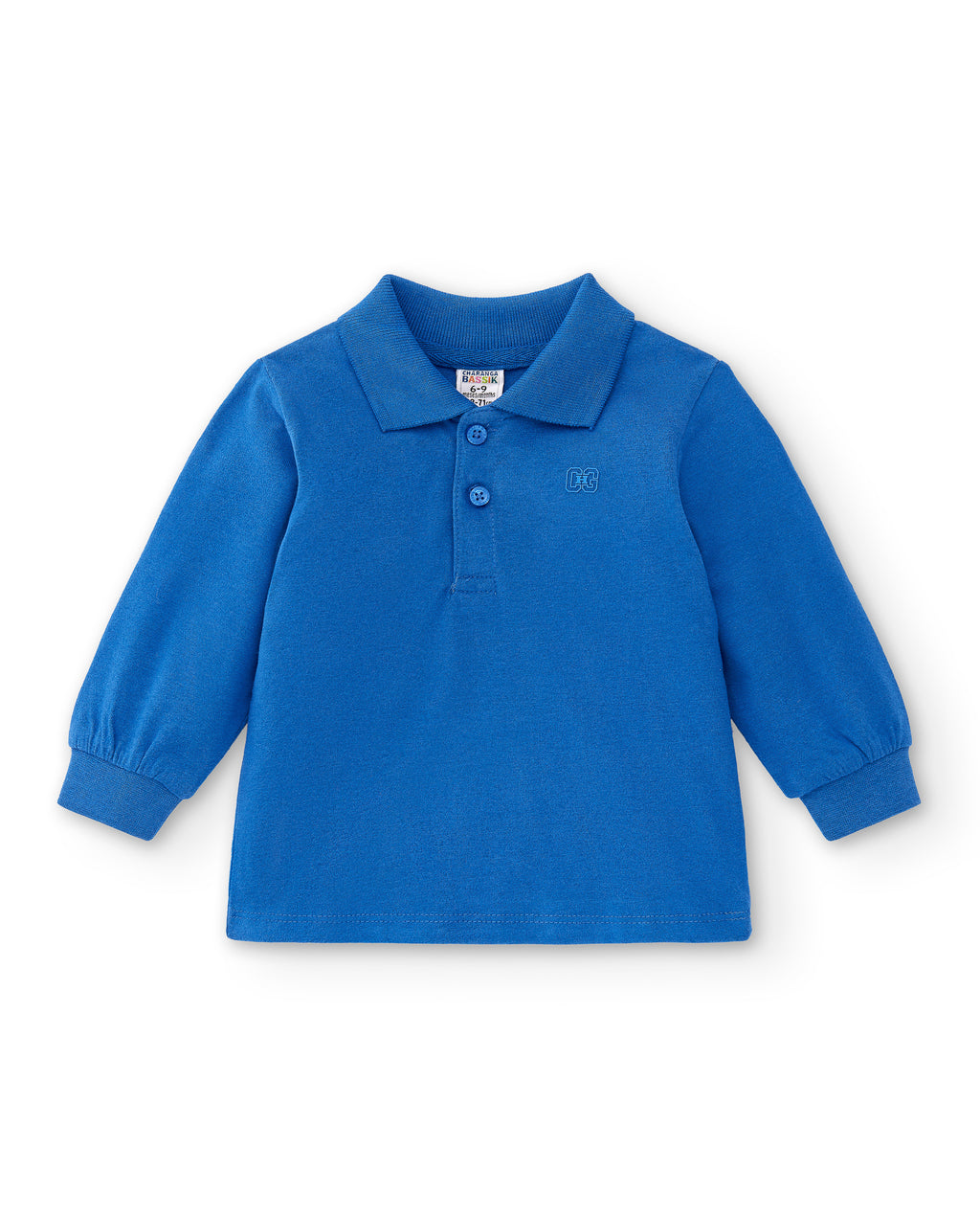Polo manga larga de bebé azulón básico