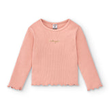 vista frontal camiseta rosa niña manga larga