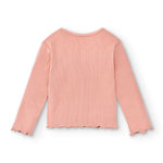 cuello y acabado camiseta básica niña rosa