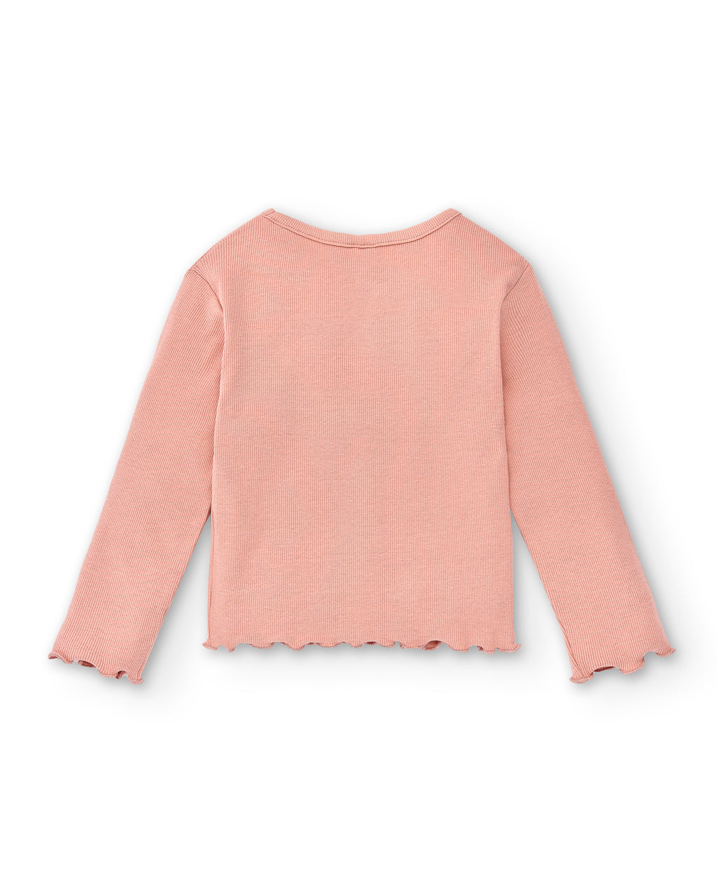 cuello y acabado camiseta básica niña rosa