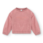 vista frontal sudadera rosa sin capucha para niña