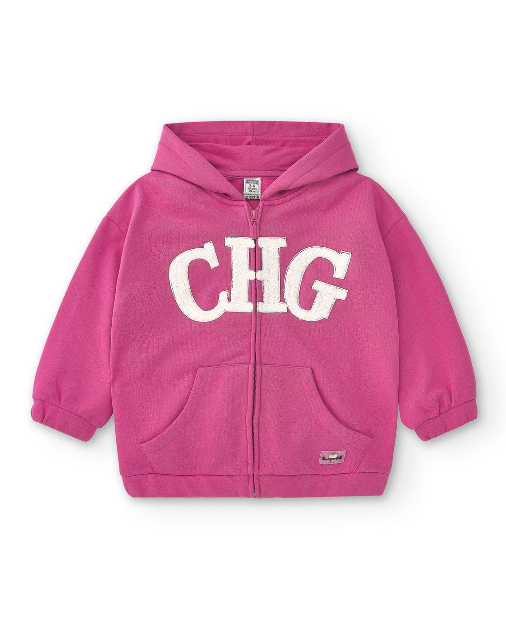 Sudadera abierta niña fucsia CHG | Con capucha
