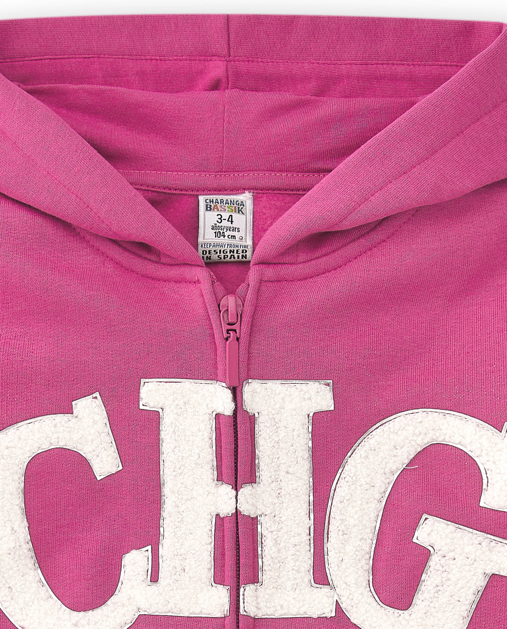 Sudadera abierta niña fucsia CHG | Con capucha