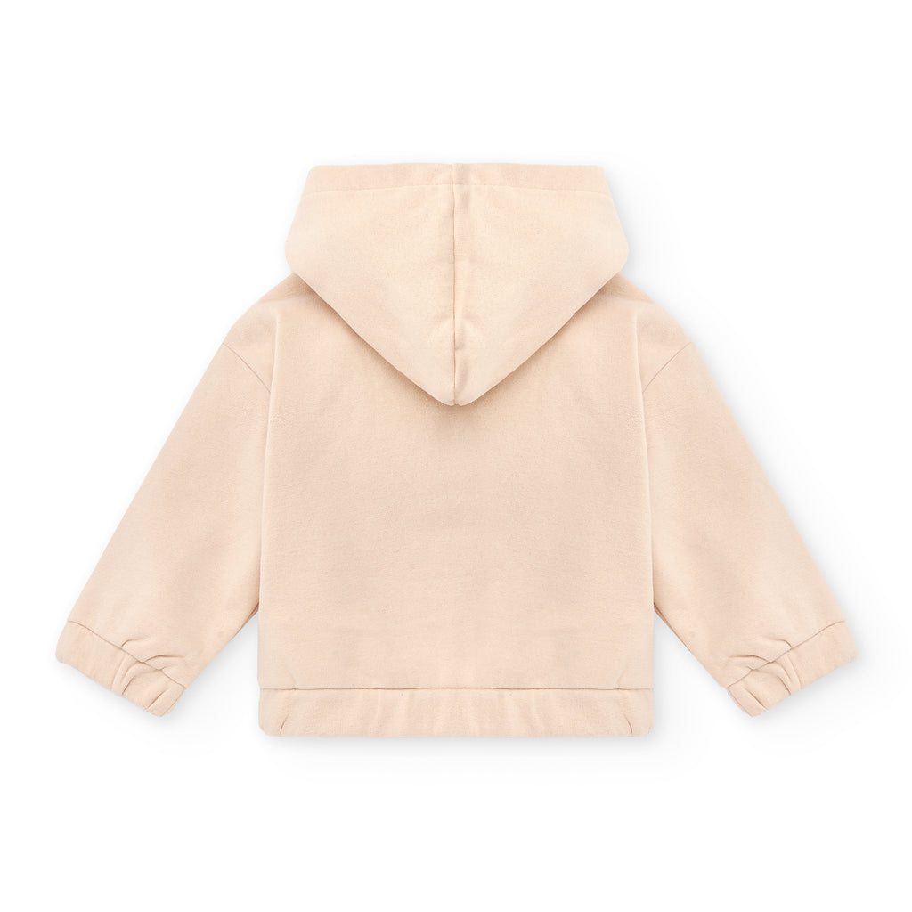 Sudadera abierta niña beige CHG | Con capucha