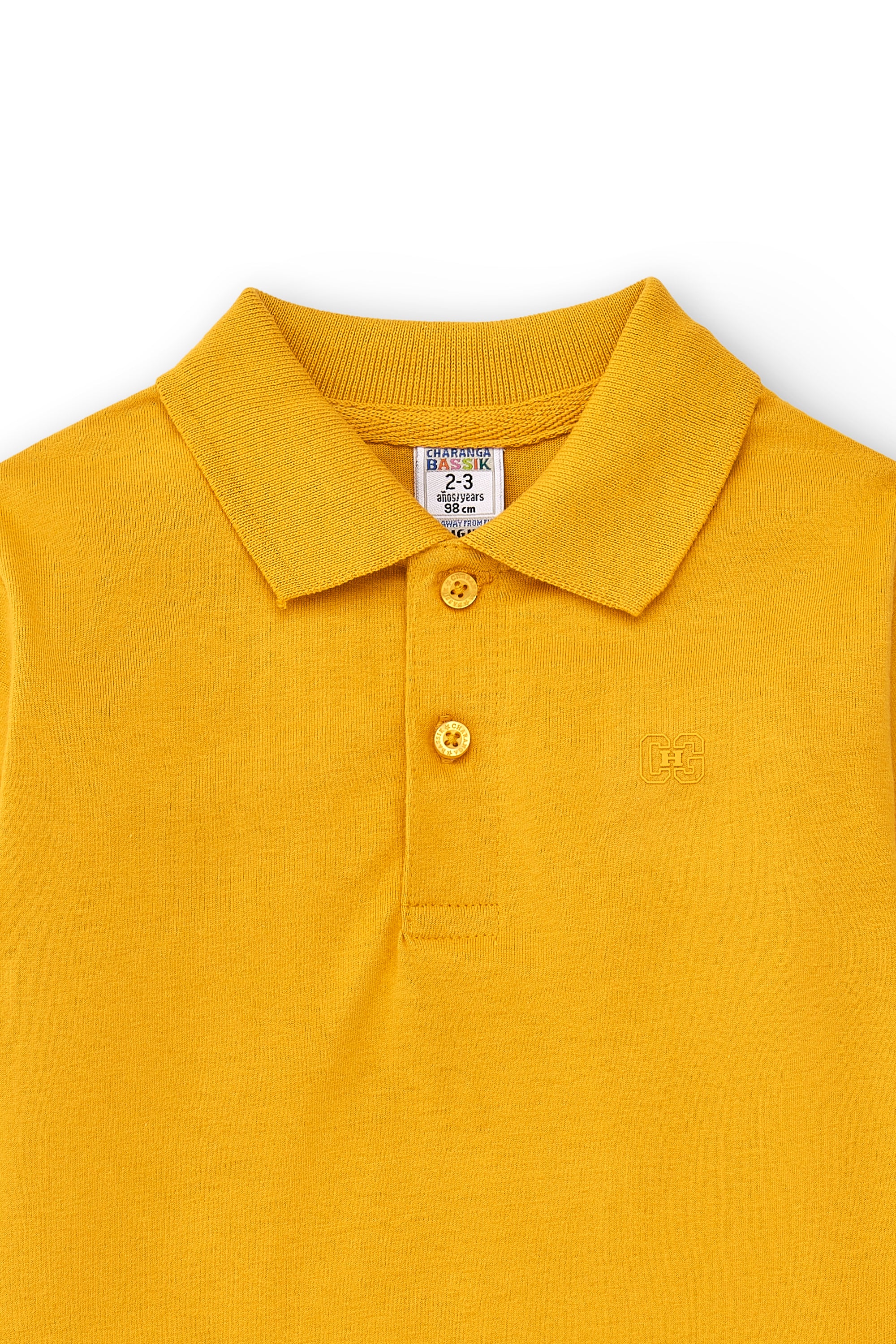 Polo manga larga de niño amarillo básico manga larga