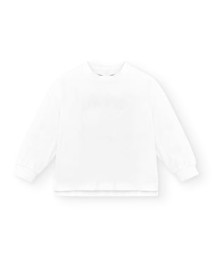 Camiseta algodón manga larga de niño cuello alto blanca